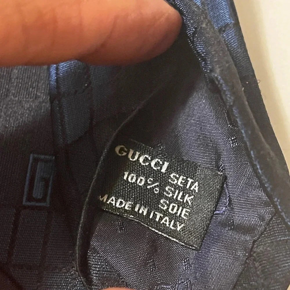 Gucci Gg Pattern Tie Made In Italy Silk Thick Black mens tie, long. - Picture 11 of 12